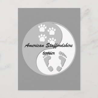 yin yang american staffordshire terrier postcard