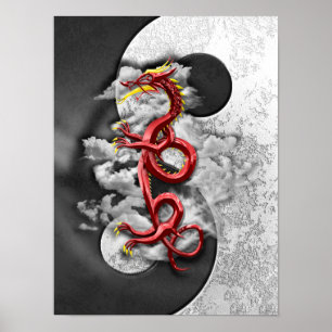 Yin Yang And Dragon Poster
