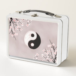 Yin Yang and Sakura Blossom Metal Lunch Box