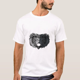 Yin Yang Animal Art, Battle of Lions T-Shirt