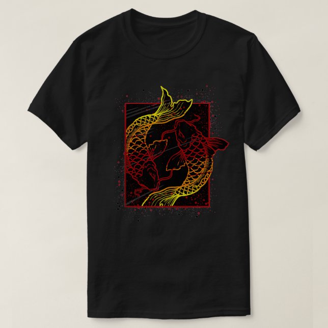 Yin Yang Asian Koi Fish Traditional Japaneses  T-Shirt (Design Front)