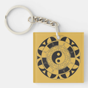 Yin & Yang Asian Symbol Meanings Square Key Chain