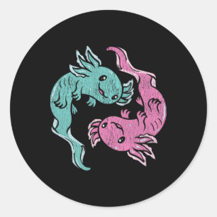 Yin Yang Axolotls - Cute Mexican Salamander Medita Classic Round Sticker