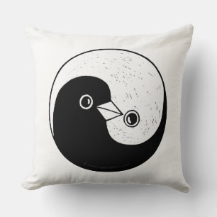 Yin yang b/w doves large throw cushion