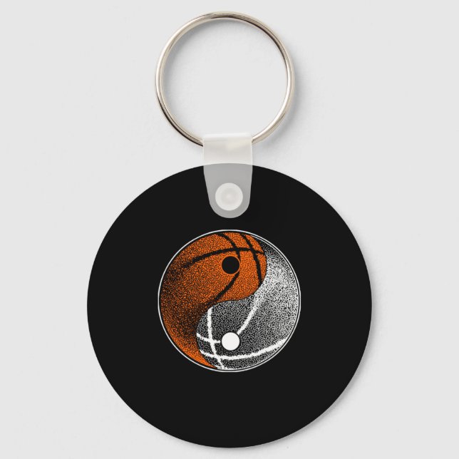 Yin Yang Basketball Player Hoops Basketballer Gift Key Ring (Front)