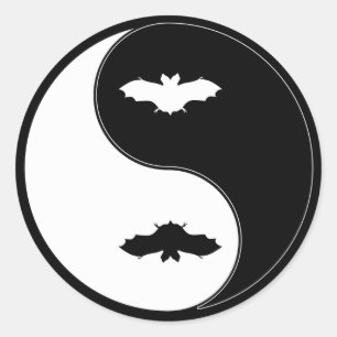 Yin Yang Bat Classic Round Sticker