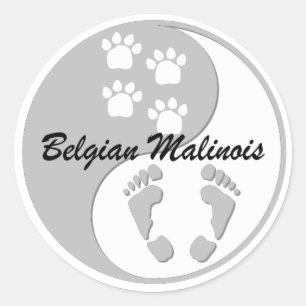 yin yang Belgian Malinois Classic Round Sticker