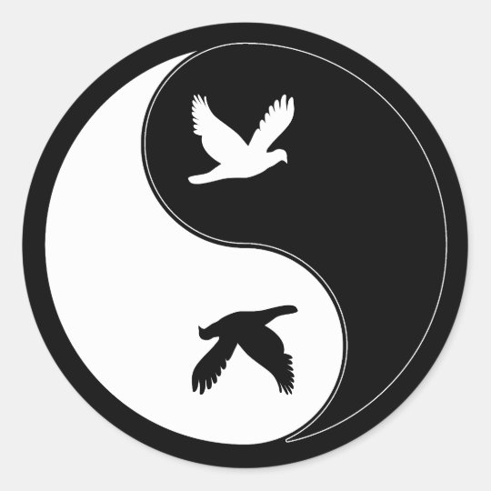Yin Yang Bird Classic Round Sticker | Zazzle.co.uk
