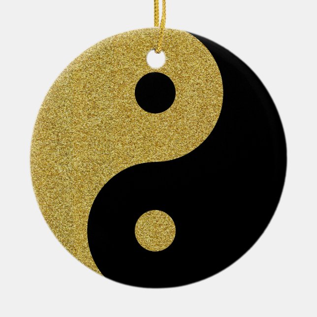 Yin Yang Black and gold Ornament (Front)