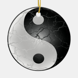 Yin Yang Black and White Ceramic Tree Decoration