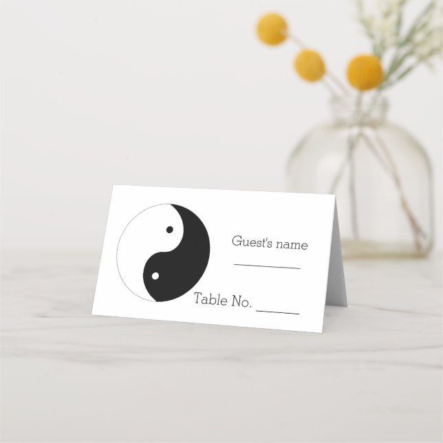 Yin Yang Black And White Design Wedding Place Card (Front)