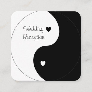 Yin Yang Black And White Hearts Wedding Reception Enclosure Card