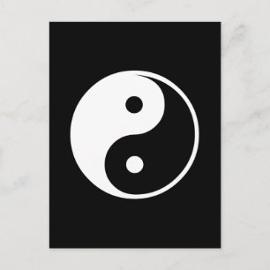 Yin Yang Black and White Illustration Template Postcard