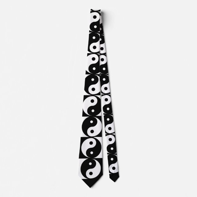 Yin Yang Black and White Novelty Neck Tie (Front)