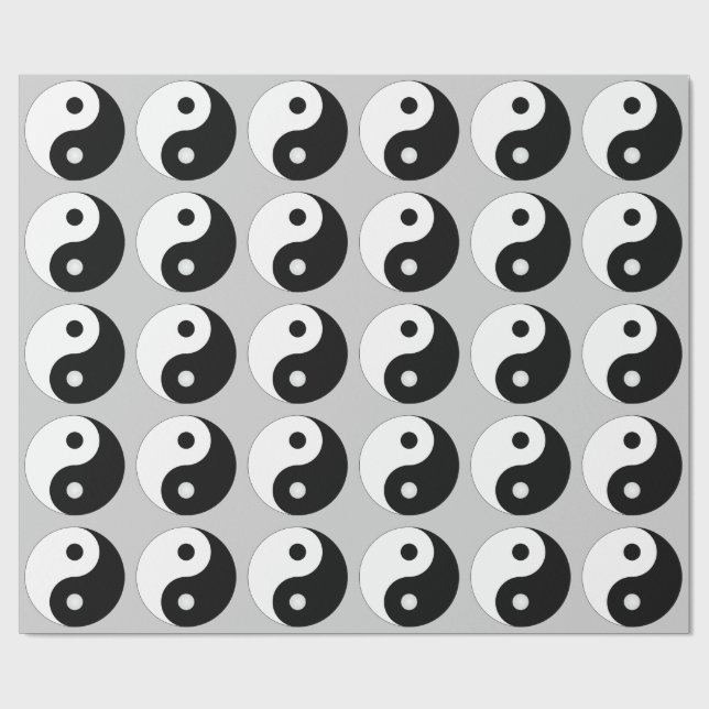 YIN YANG BLACK AND WHITE PATTERN WRAPPING PAPER (Flat)