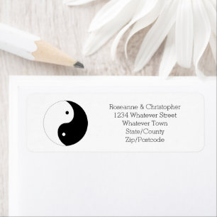 Yin Yang Black And White Wedding Label