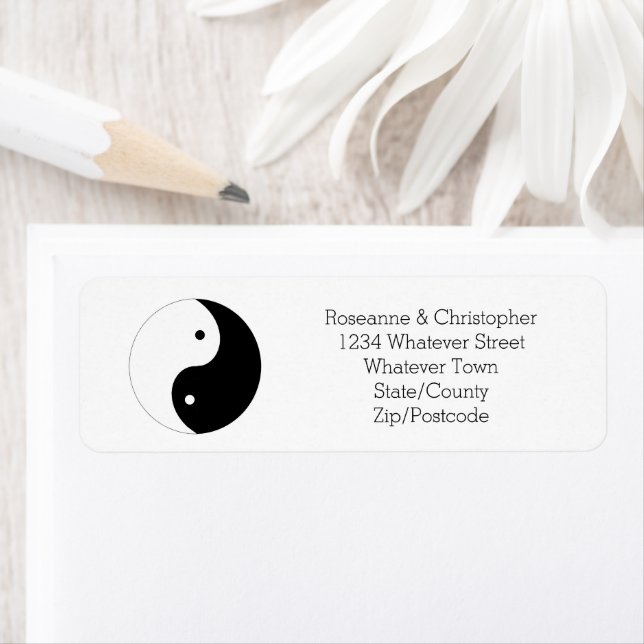 Yin Yang Black And White Wedding Label (Insitu)