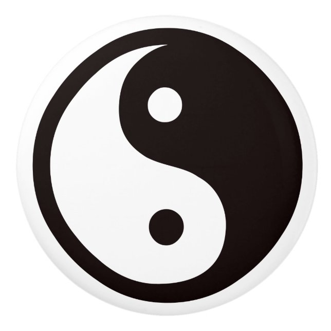 Yin-Yang Black/White Ceramic Knob (Front)