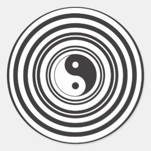 Yin Yang Black White Concentric Circles Pattern Classic Round Sticker