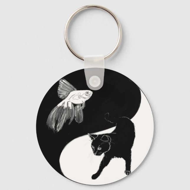 Yin Yang Black White Key Ring (Front)
