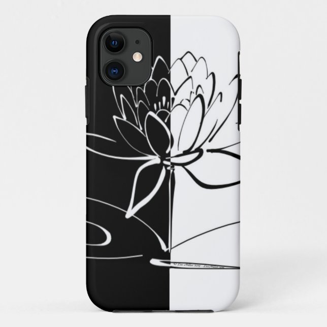 Yin Yang Black White Lotus Blossom Case-Mate iPhone Case (Back)