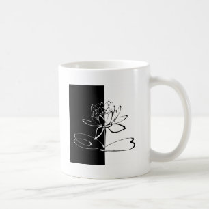 Yin Yang Black White Lotus Blossom Coffee Mug