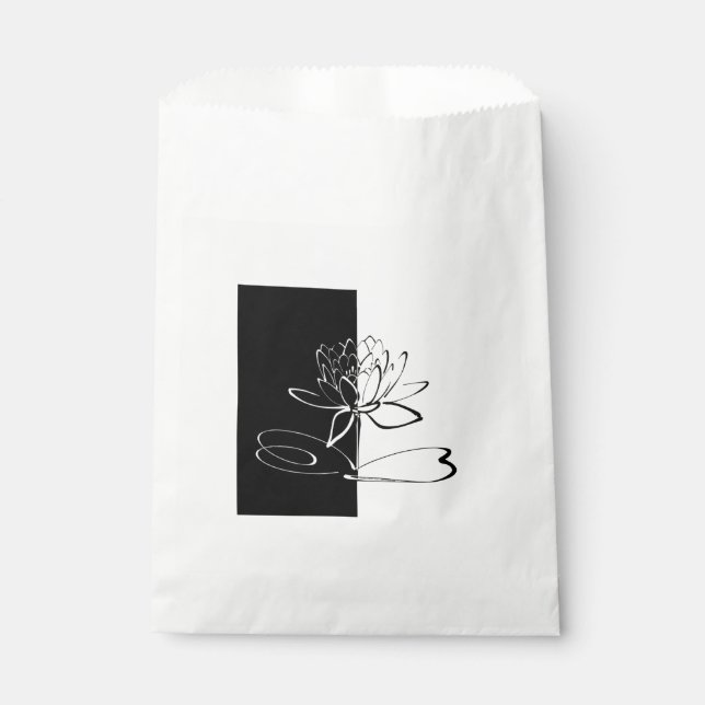Yin Yang Black White Lotus Blossom Favour Bags (Front)