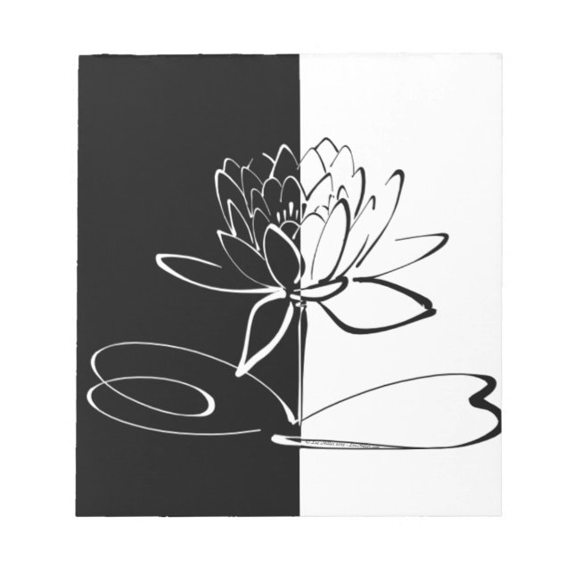 Yin Yang Black White Lotus Blossom Notepad (Front)