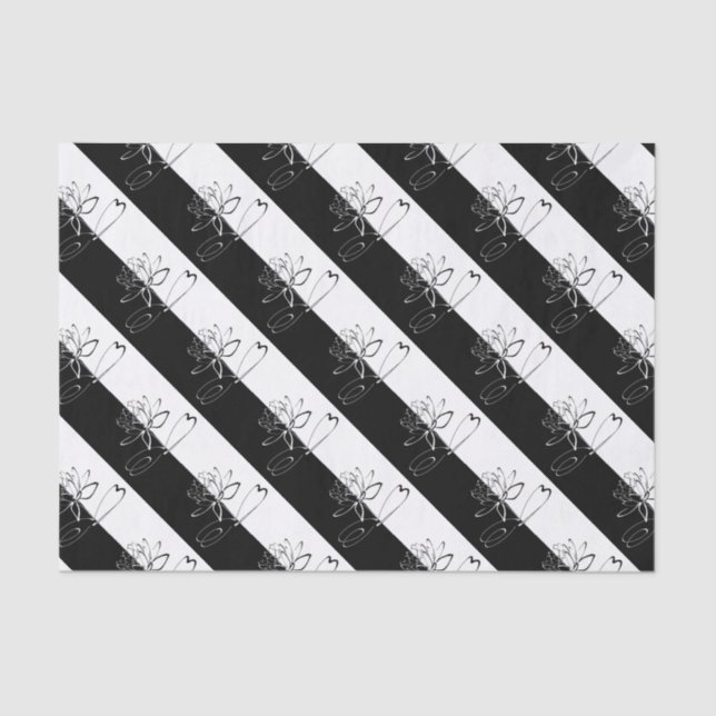 Yin Yang Black White Lotus Blossom Tissue Paper (Front)