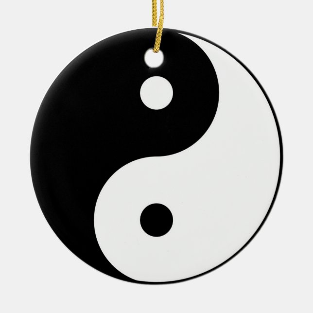 yin yang black white symbol ceramic tree decoration (Front)