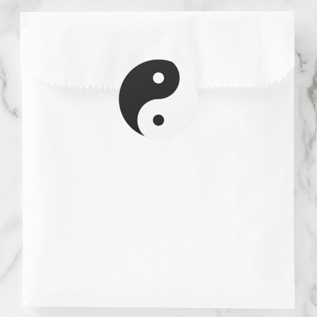 yin yang black white symbol classic round sticker (Bag)