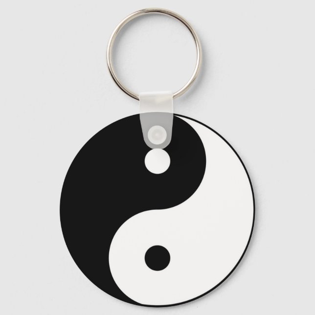 yin yang black white symbol key ring (Front)