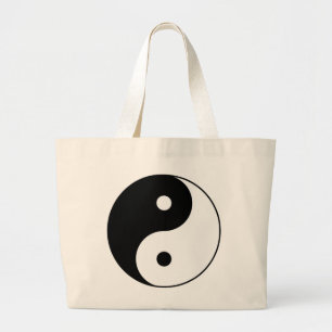 yin yang black white symbol large tote bag