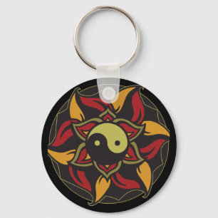 Yin Yang Blooming Lotus Key Ring