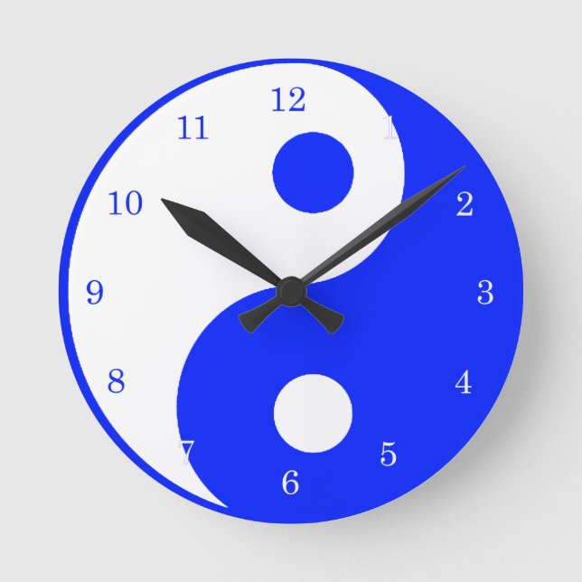 Yin Yang Blue and White Symbol Clock (Front)
