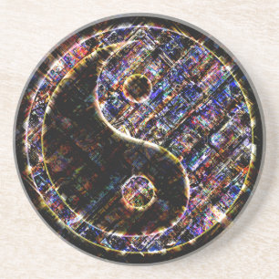 Yin Yang Blue Metal Fire Coaster