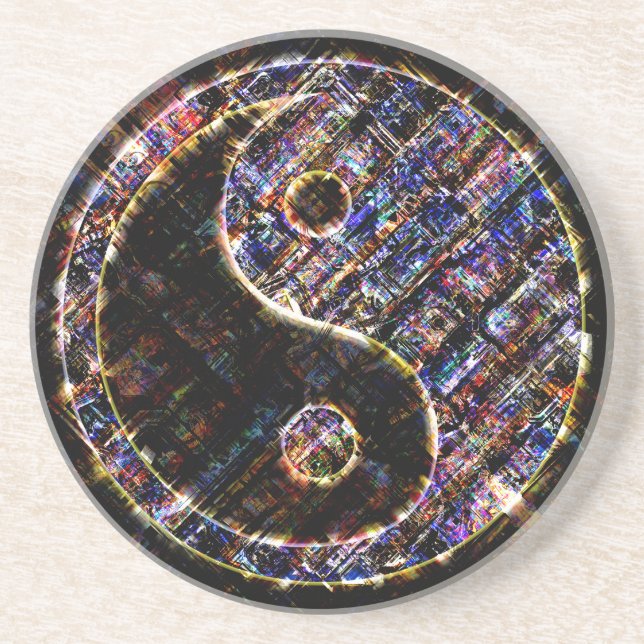 Yin Yang Blue Metal Fire Coaster (Front)