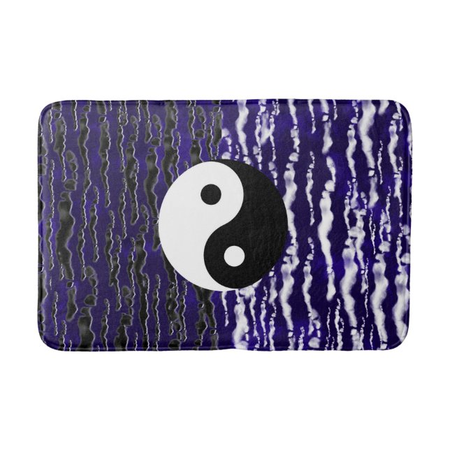Yin Yang Blue Tranquillity Zen Energy Bath Mat (Front)