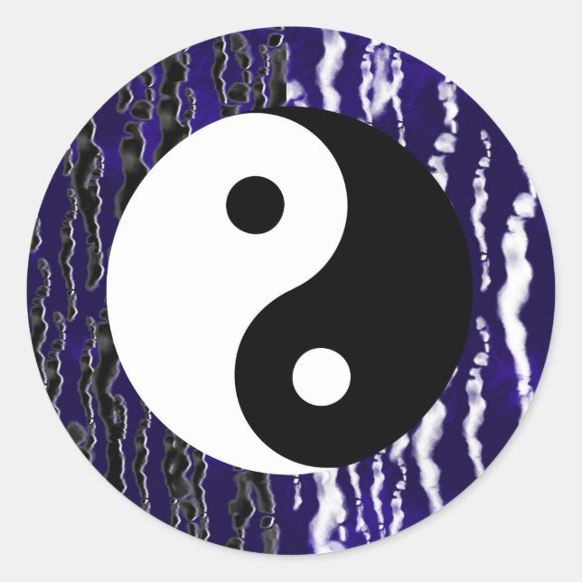 Yin Yang Blue Tranquillity Zen Energy Chi Party Classic Round Sticker (Front)