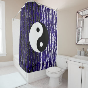 Yin Yang Blue Tranquillity Zen Energy Shower Curtain