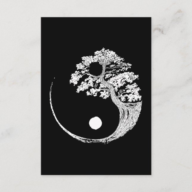 Yin Yang Bonsai Tree Japanese Buddhist Zen Enclosure Card (Front)