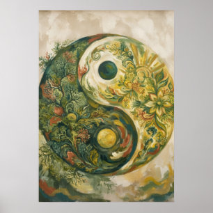Yin Yang Botanical Nature Art Poster