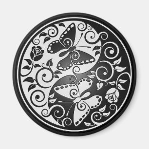 Yin Yang Butterflies Magnet