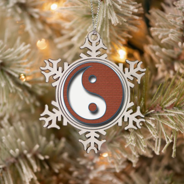 Yin Yang by Shirley Taylor Snowflake Pewter Christmas Ornament (Tree)