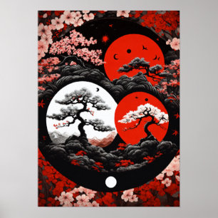 "Yin & Yang Canopy: Japanese Forest Ink Logo" Poster