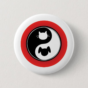 Yin Yang Cat Dog 6 Cm Round Badge