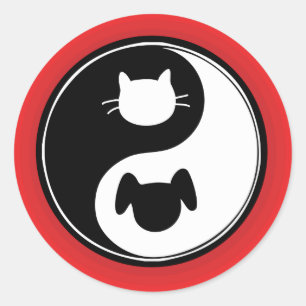 Yin Yang Cat Dog Classic Round Sticker
