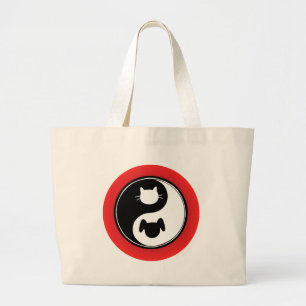 Yin Yang Cat Dog Large Tote Bag