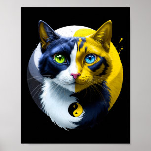 Yin Yang Cat Dual Yoga Spiritual Kitten Gift Mum K Poster