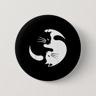 Yin Yang Cat Symbol Cute Black And White Cat Kitty 6 Cm Round Badge